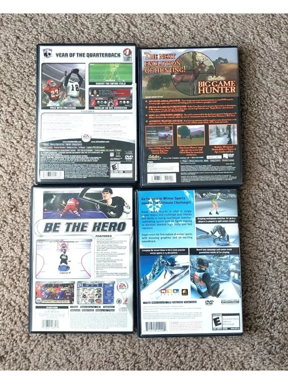 Sony Playstation 2 PS2 Games Lot Madden 06 Big Game Hunter NHL 02 Winter Sports